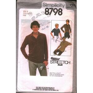 Vintage 1978 Simplicity 8798‎ Mens Pullover Top Sewing Pattern Size K 36 38 40